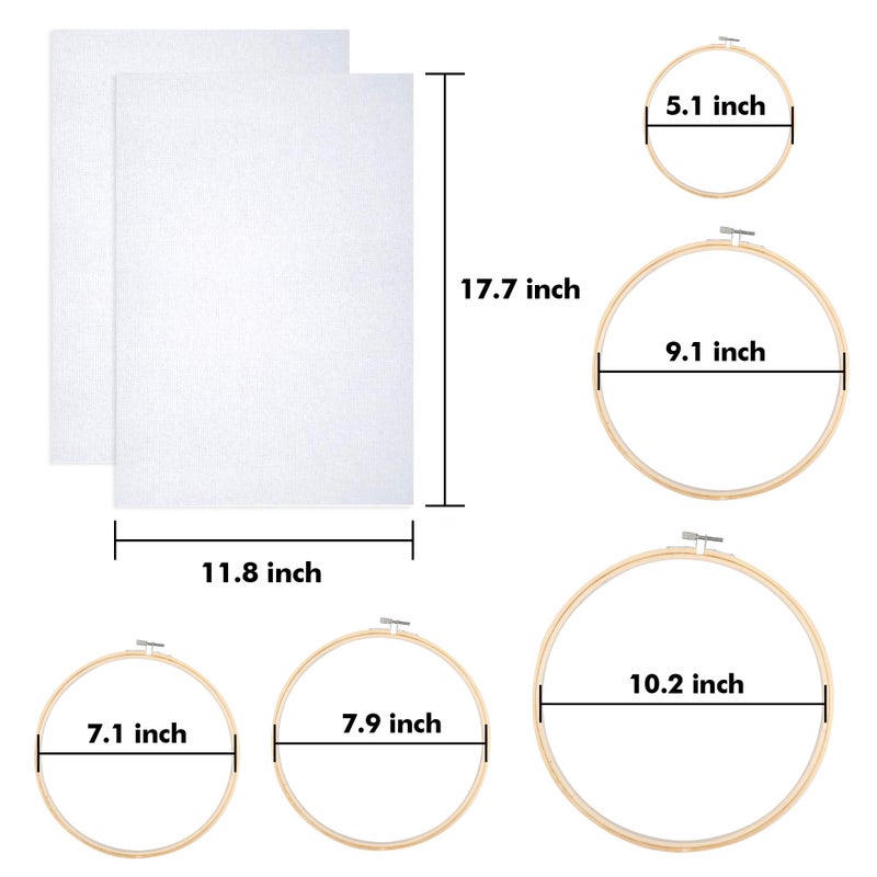 INSCRAFT 304 Pack Embroidery Kit, 200 Colors Threads, 5 Pcs Bamboo Embroidery Hoops, 2 Pcs Aida Cloth, Instructions, Bag and Cross Stitch Tools Set, Hand Embroidery Starter Kit for Beginners Adults - Image 4